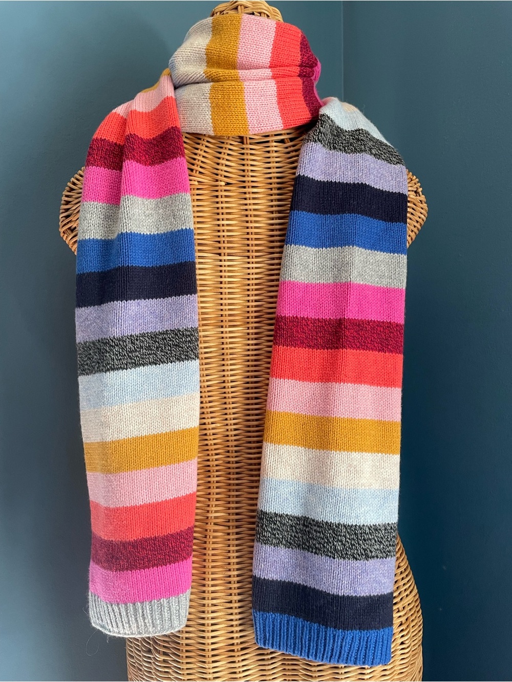 GAP Wool Blend Colorful Striped Scarf NWOT 10.5” x 70”